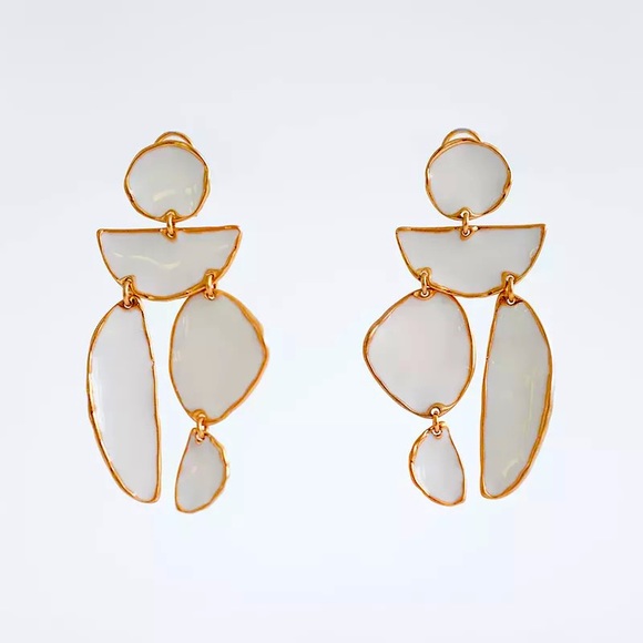 Zara Jewelry - 🍋2/$30 New Zara White Enamel Geometric Drop Earrings